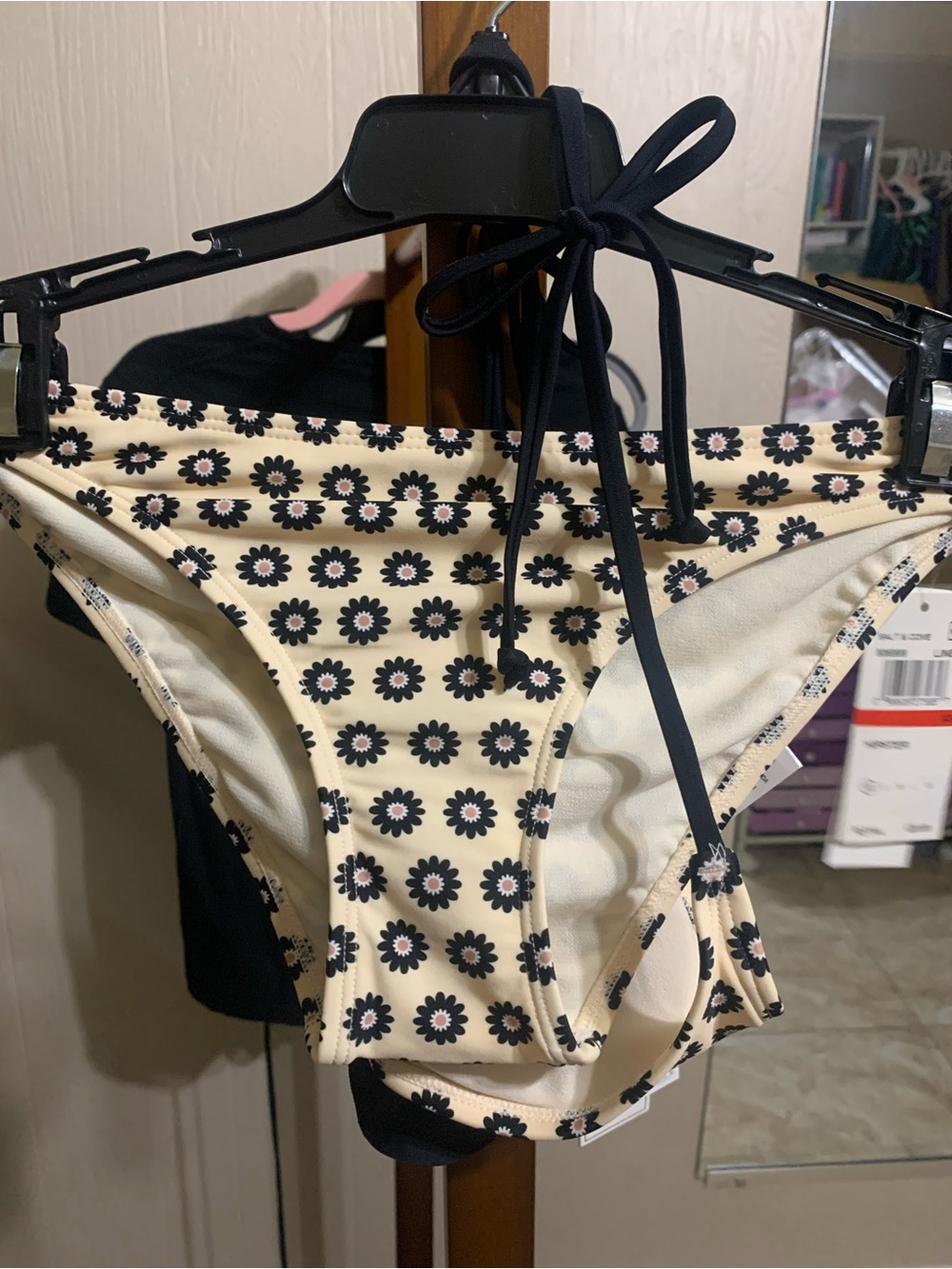 Floral Print 2 piece Bikini in Cream and Black